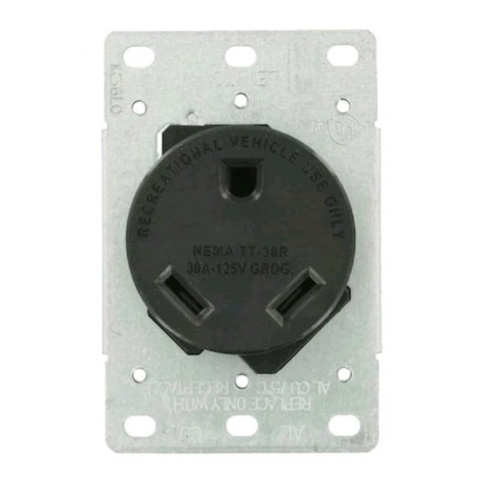 30 Amp Flush Mount Shallow Single Outlet, Black 7313-S00